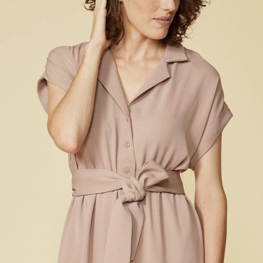Elegant Light Dusty Rose Shirt Dress